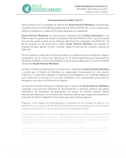 Comunicado PRONUNCIAMIENTO PÚBLICO 01/21